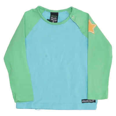 Lange mouwen shirt (Blauw, Groen) van Villervalla Elastaan, Organisch katoen