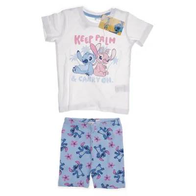 Pyjamas (Vit, Blå, Flerfärgad) från Disney Stitch Bomull, Elastan