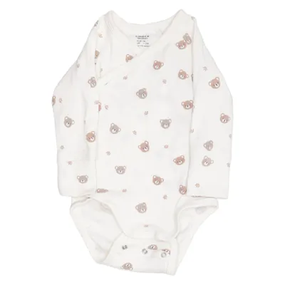 Body (Vit, Brun) från Lindex Newborn Bomull, Elastan