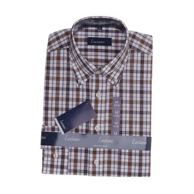 Buttondown-skjorta (Vit, Brun, Blå) från Luciano