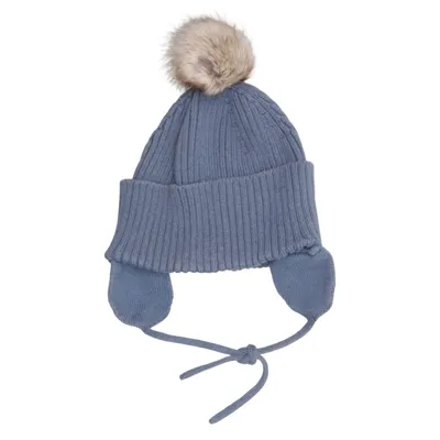 Pompon muts (Blauw) van Lindex Baby Katoen