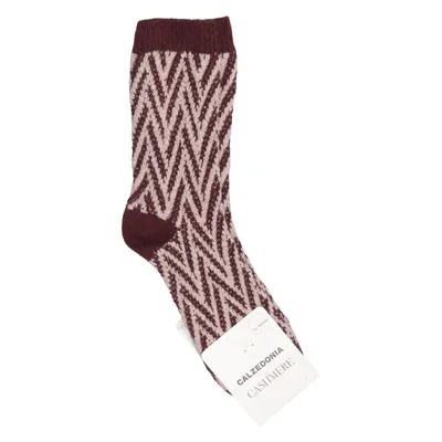 Striksokker (Ch-Ds Bordeaux) fra Calzedonia Kashmir, Elastan, Metallfiber, Polyamid, Viscose, Uld