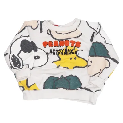 Sweatshirt (Wit, Meerkleurig) van Zara Katoen, Elastaan