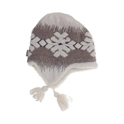 Trapper hat (Beige, White) from Akaz Acrylic, Polyester, Wool
