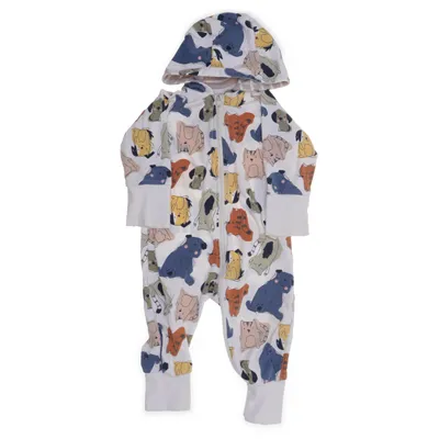 Onesie (White, Multicolored) from Polarn O. Pyret Elastane, Organic cotton