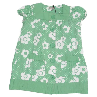 Dress (Green, White) from Kids by Lindex Cotton