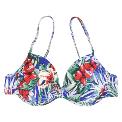 Bikini top (Blue, Red, Multicolored) from Lord & Taylor Elastane, Polyamide, Polyester