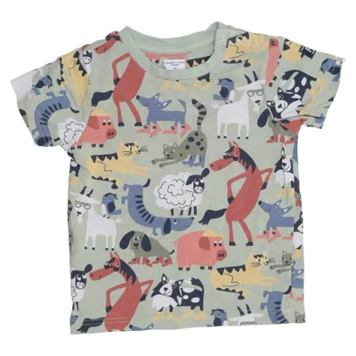 T-shirt (Grön, Flerfärgad) från Polarn O. Pyret Elastan, Ekologisk bomull