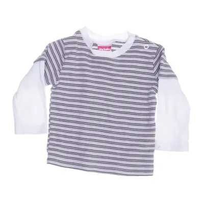 Långärmad t-shirt (Grå, Vit) från My Baby Bomull