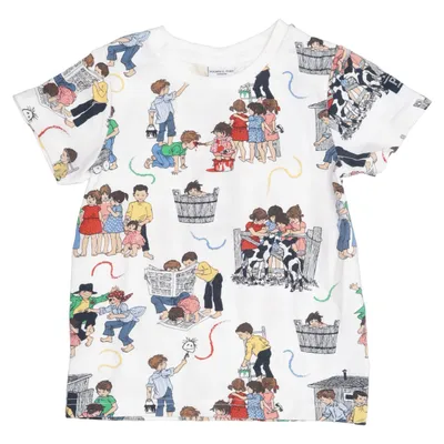 T-shirt (Hvid, Flerfarvet) fra Polarn O. Pyret Elastan, Økologisk bomuld