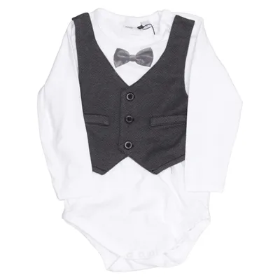 Body (Hvid, Grå) fra MyWear Baby Bomuld, Elastan, Polyester