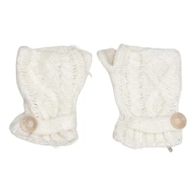 Fingerless gloves (White) from Mirelle Design Acrylic, Rabbit fur