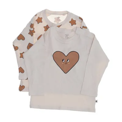 Langærmet t-shirt (Beige, Brun) fra Lindex Baby Bomuld, Elastan
