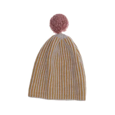 Bonnet à pompon (Jaune, Gris, Rose) de Bobo Choses Acrylique, Viscose, Laine