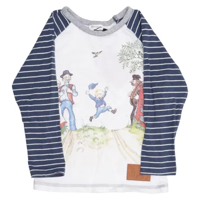 Lange mouwen shirt (Wit, Blauw, Meerkleurig) van Emil i Lönneberga Elastaan, Organisch katoen
