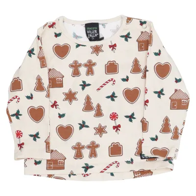 T-shirt à manches longues (Beige, Multicolore) de Villervalla Élasthane, Coton biologique