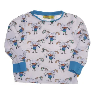 Långärmad t-shirt (Vit, Blå, Flerfärgad) från Pippi Bomull, Elastan