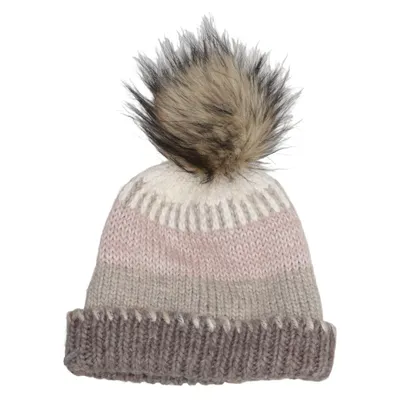 Bonnet à pompon (Beige, Rose, Marron) de Seeberger Acrylique, Polyester, Laine