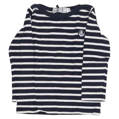 T-shirt à manches longues (Bleu, Blanc) de Petit Bateau Coton