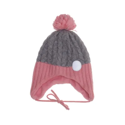 Bonnet à pompon (Gris, Rose) de Reima