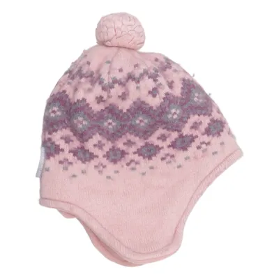Bobble hat (Pink, Multicolored) from Polarn O. Pyret Merino wool, Organic cotton