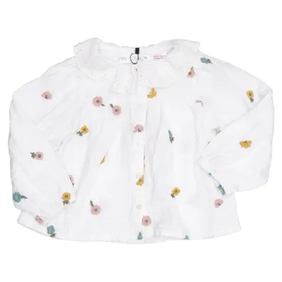 Blouse (Wit, Meerkleurig) van Zara Katoen