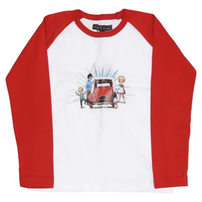Lange mouwen shirt (Rood, Wit) van Petit Louie Katoen