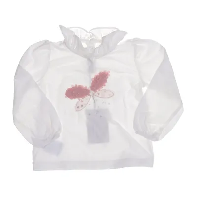 Långärmad t-shirt (Vit, Rosa) från Mayoral Bomull, Elastan, Polyester