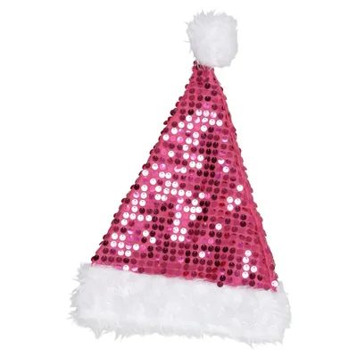 Santa hat (Pink, White) from Boland Polyester, Polyurethane