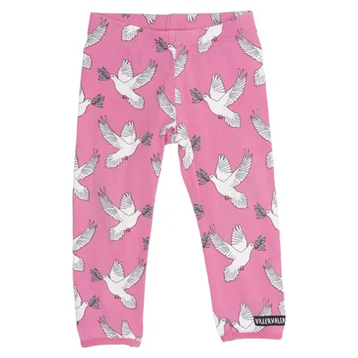 Leggings (Pink) from Villervalla Elastane, Organic cotton