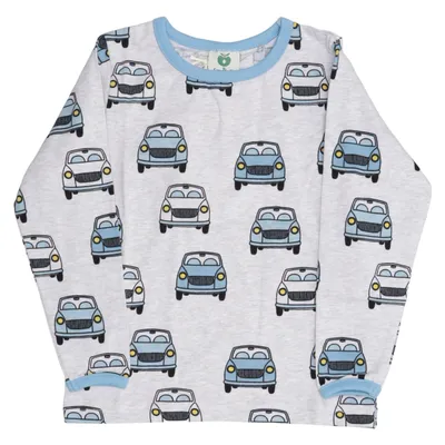 Långärmad t-shirt (Grå, Blå, Flerfärgad) från Småfolk Elastan, Ekologisk bomull