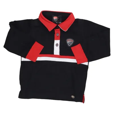 Rugby shirt (Black, Red, White) from Ducati Cotton, Elastane