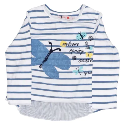 Long sleeve T-shirt (White, Blue) from Boboli Cotton
