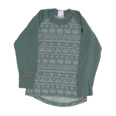 Sweatshirt (Green, White) from Polarn O. Pyret Merino wool