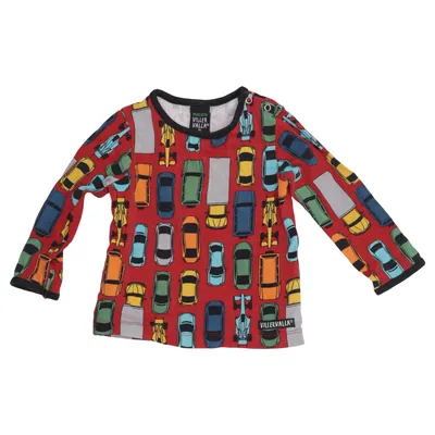 T-shirt à manches longues (Rouge, Multicolore) de Villervalla Élasthane, Coton biologique
