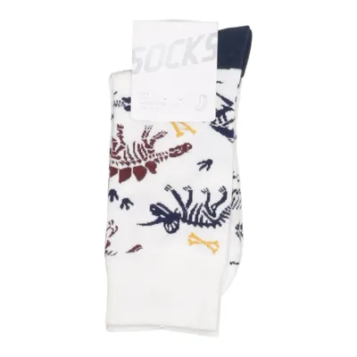 Socks (Animals Series Crew Socks 21Cm (Laosaurus, White)) from Miniso Cotton, Elastane, Polyamide, Polyester