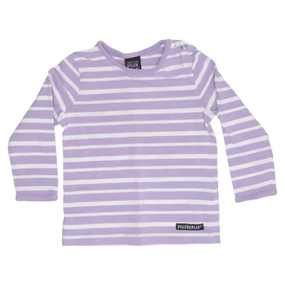T-shirt à manches longues (Violet, Blanc) de Villervalla Élasthane, Coton biologique