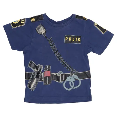 T-shirt (Blue, Black, Silver) from Polisen Cotton