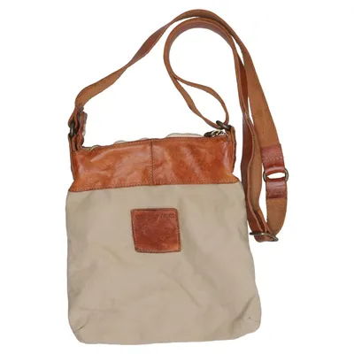 Sac à bandoulière (Beige, Marron) de Campomaggi Coton, Cuir