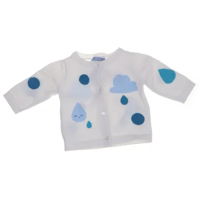 Cardigan (Blanc, Bleu) de Jacadi Coton, Laine
