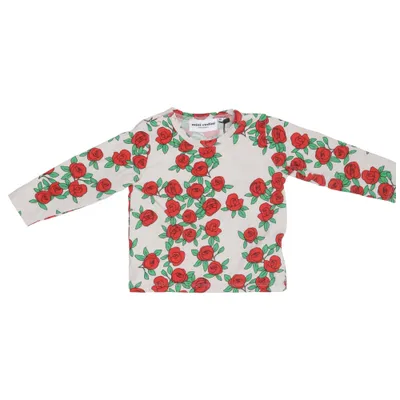 Langærmet t-shirt (Beige, Rød, Grøn) fra Mini Rodini Elastan, Økologisk bomuld