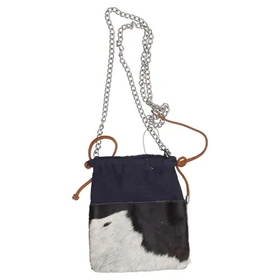 Umhängetasche (Schwarz, Weiß, Blau) von River Island Baumwolle, Leder, Polyester