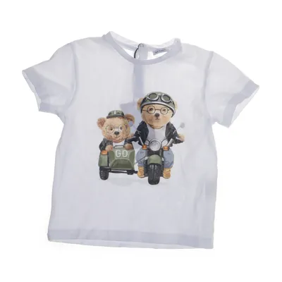 T-shirt (Vit, Flerfärgad) från Leo Bon Ton Bomull, Elastan