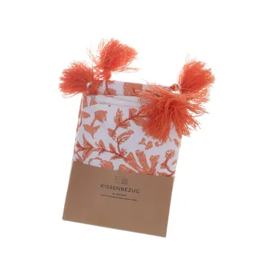 Kuddfodral (Vit, Orange) från Depot Bomull, Polyester