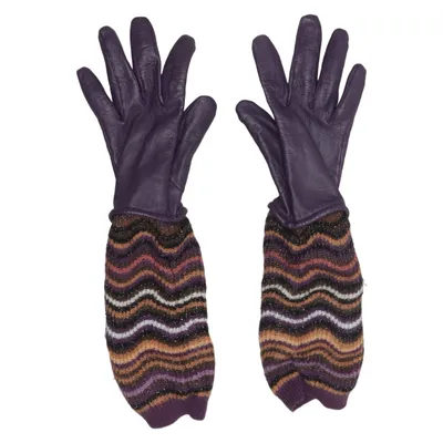 Læderhandsker (Se matchande halsduk i min andra annons. ) fra Missoni Lindex Akryl, Læder, Uld
