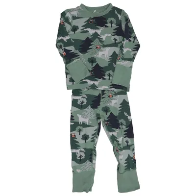 Pyjamas (Grön, Flerfärgad) från Polarn O. Pyret Elastan, Ekologisk bomull
