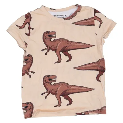 T-shirt (Beige, Brun) fra The Striped Cat Elastan, Økologisk bomuld