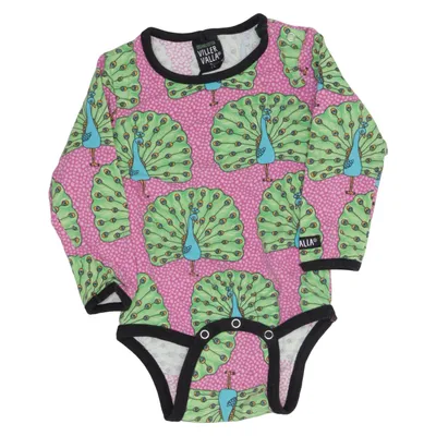 Romper (Roze, Groen, Blauw) van Villervalla Elastaan, Organisch katoen