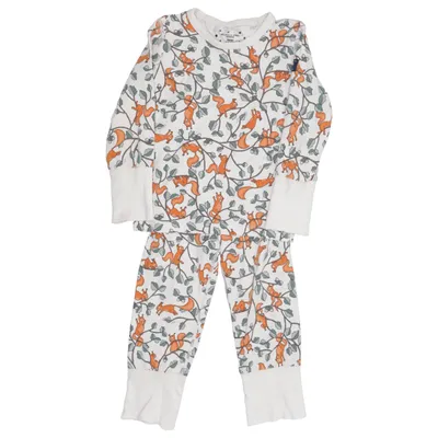 Pyjamas (Vit, Orange, Grön) från Polarn O. Pyret Elastan, Ekologisk bomull