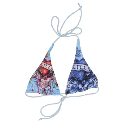 Bikini top (Blue, Multicolored) from Ed Hardy by Christian Audigier Cotton, Elastane